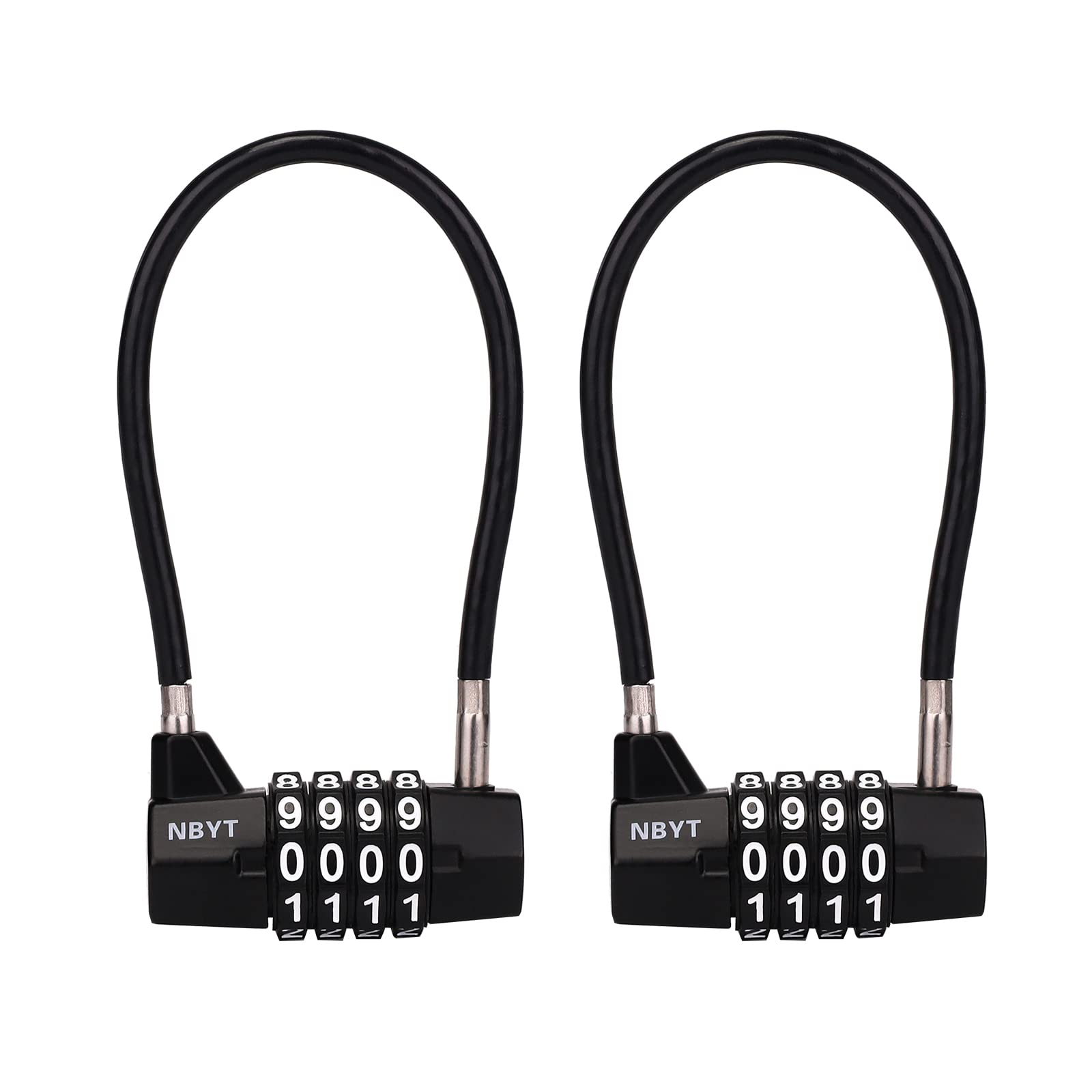NBYT Steel Cable Rope 4-Digit Combination Padlock, Cabinet Door Handle Padlock,diameter3/16, length7，Suitable for Lockers, File Cabinets, Wardrobes, Small Fences, Small Sheds, Pet Door Locks