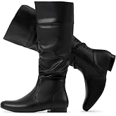 DREAM PAIRS Womens Wide Calf Knee High Boots | Round Toe Pull On Fall Weather Winter Boots with Side Zipper