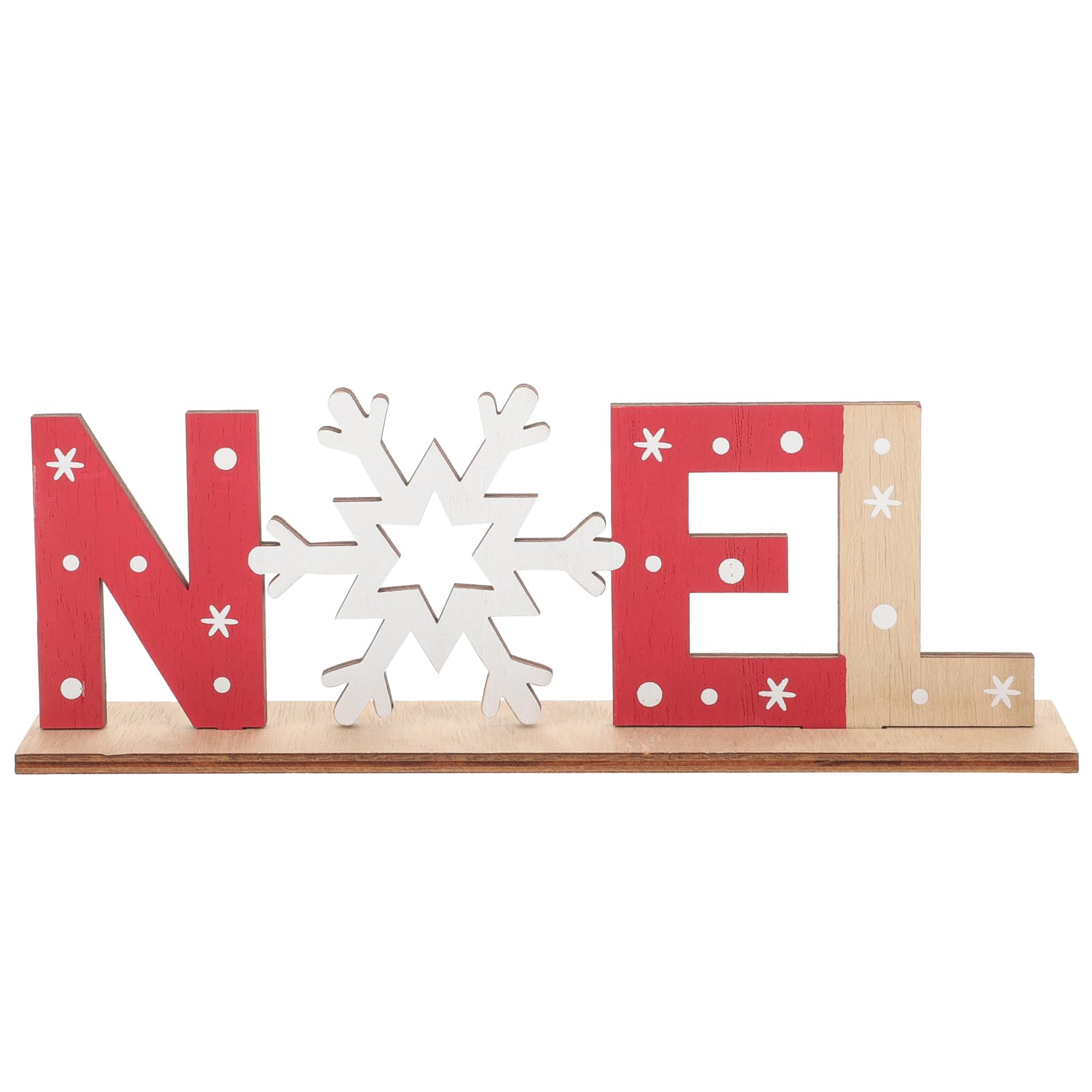 Amosfun Christmas Wood Sign Noel Snowflake Sign Christmas Decorative Plaque Table Centerpiece for Christmas Tabletop Tiered Tray Decoration
