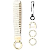 WEESMILE Keychain Wristlet, Stretchy Key Chain for Car Keys with 2 Keyrings and D ring, Cute Wrist Lanyard for Women Men