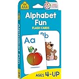 School Zone - Alphabet Fun Flash Cards - Ages 4 to 6, Preschool to Kindergarten, ABCs, Uppercase and Lowercase Letters, Spell