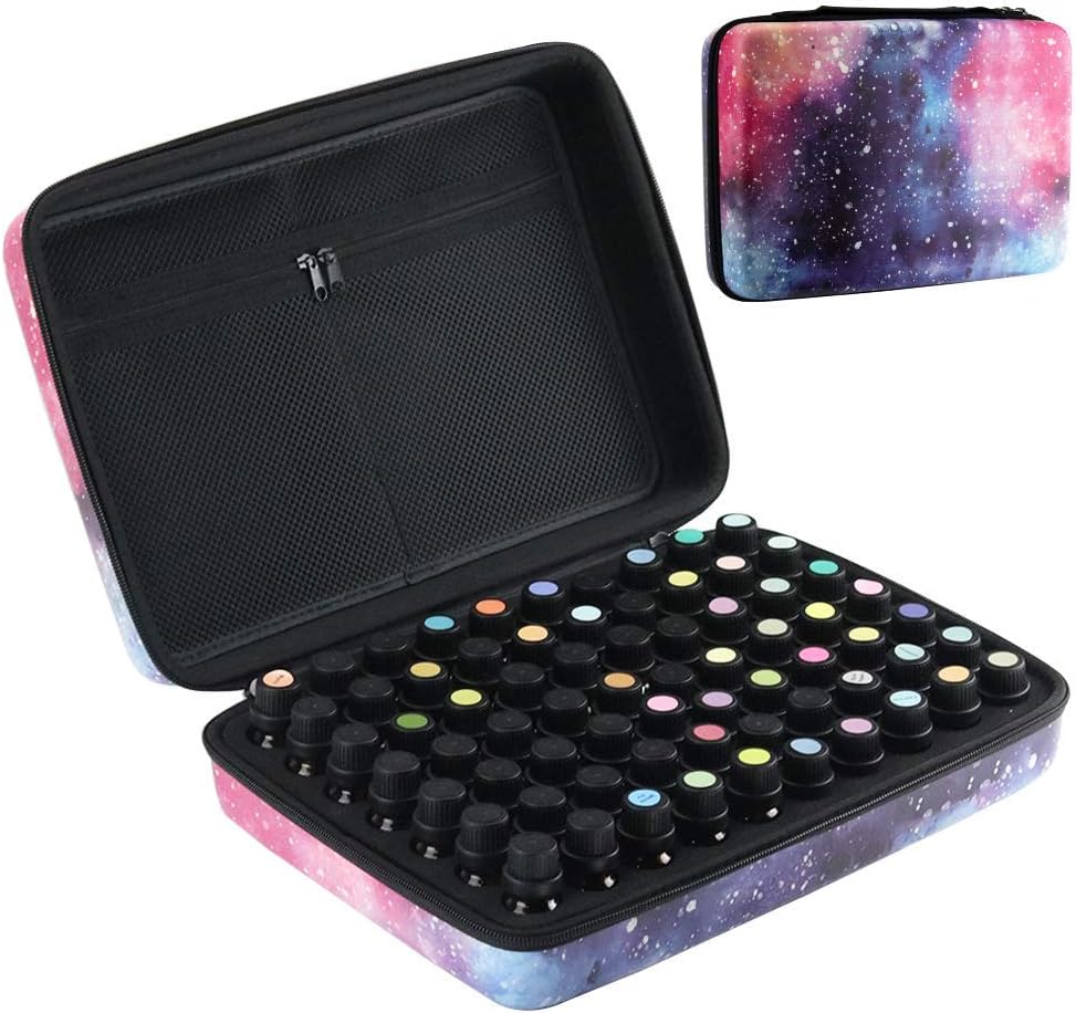 Essential Oils Carrying Case，Essential Oils Storage for 70Bottles - Compatible Artnaturals/Young Living/Radha/Doterra Aromatherapy Essential Oils 5ml, 10ml, 15ml.(Starry Sky)