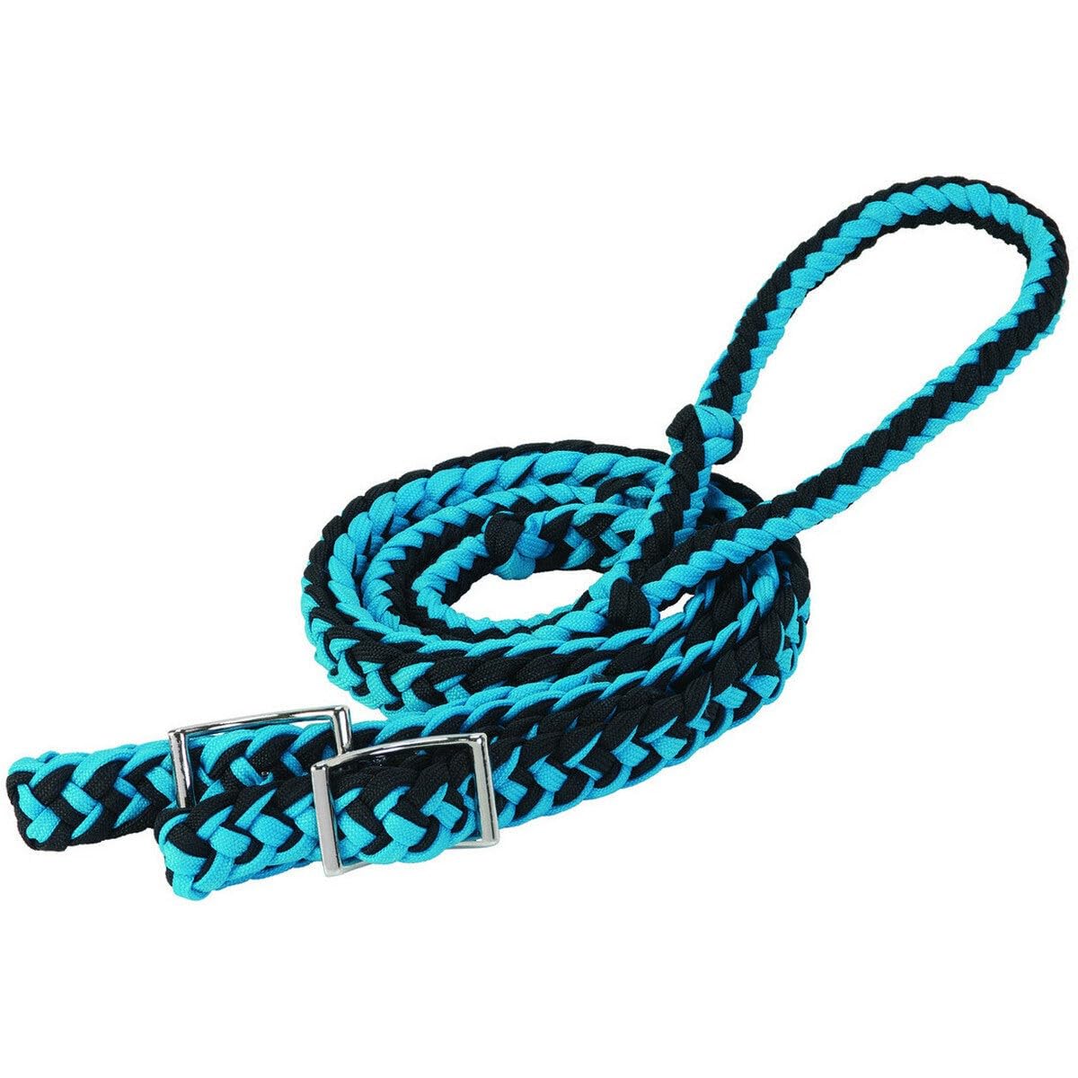Weaver Leather Braided Nylon Barrel Rein Hurricane Blue/Black, 1/2 x 8'