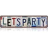 CHCdecor Vintage Let’s Party Street Sign Wall Decor Metal Tin Signs for Bar Home Bedroom Garage,16x4 Inch Aluminium