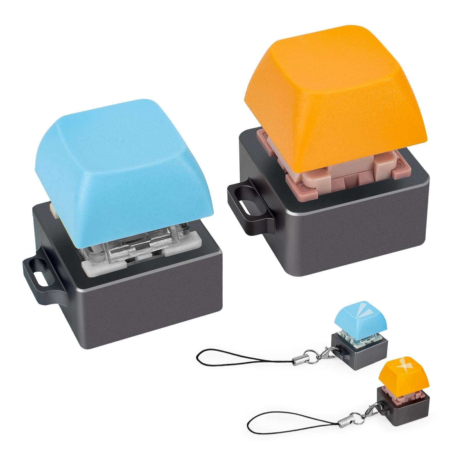 Byhoo 2 PCS Aluminum Alloy Keyboard Fidget Toy Set, Mechanical Keyboard Fidget for Stress Relief, , Lightweight Fidget Keyboard Clicker for Adults to Decompression Decoration