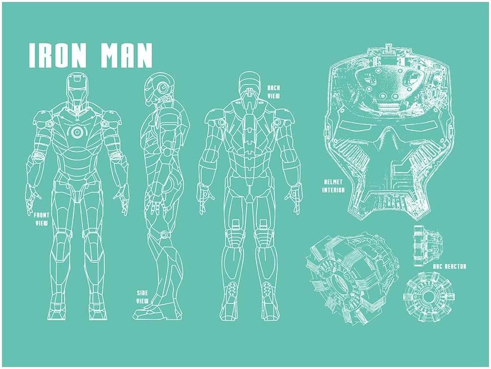 Inked and Screened SP_SYFI TD_BR_24_W Sci-Fi and Fantasy Iron Man Profile Print, Blu Raspberry-White Ink, 18" x 24"