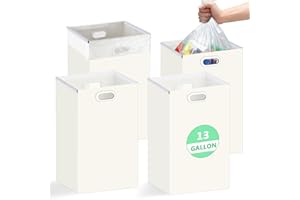 SARDVISA 13 Gallon Disposable Trash Cans with Handles, Extra Large Portable Collapsible Garbage Cans with Waterproof, Recycled Reusable Recycling Bins for Party Events Camping, White, 4 Packs