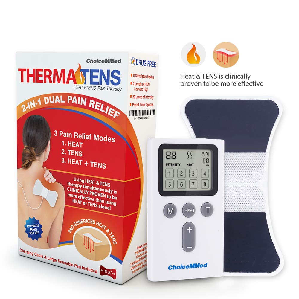 CHOICEMMED Therma TENS Unit Rechargable Heated Portable Muscle