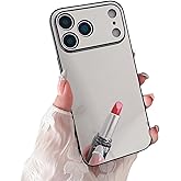 aowner Mirror Case Compatible with iPhone 17 Pro for Girls Women Makeup Cute Glass Glossy Mirror Back Hard Case Clear Soft TPU Bumper Slim Fit Anti-Drop Shockproof Protective Phone Cover-6.3 inch