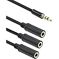 Xilaghy 3.5mm Headphone Splitter 1 to 3-Ways 3.5mm (1/8") TRRS 4-Pole Gold Plated Male to 3-Female Stereo Jack Splitter Audio Cable for Headphone and Microphones(50cm/20in)
