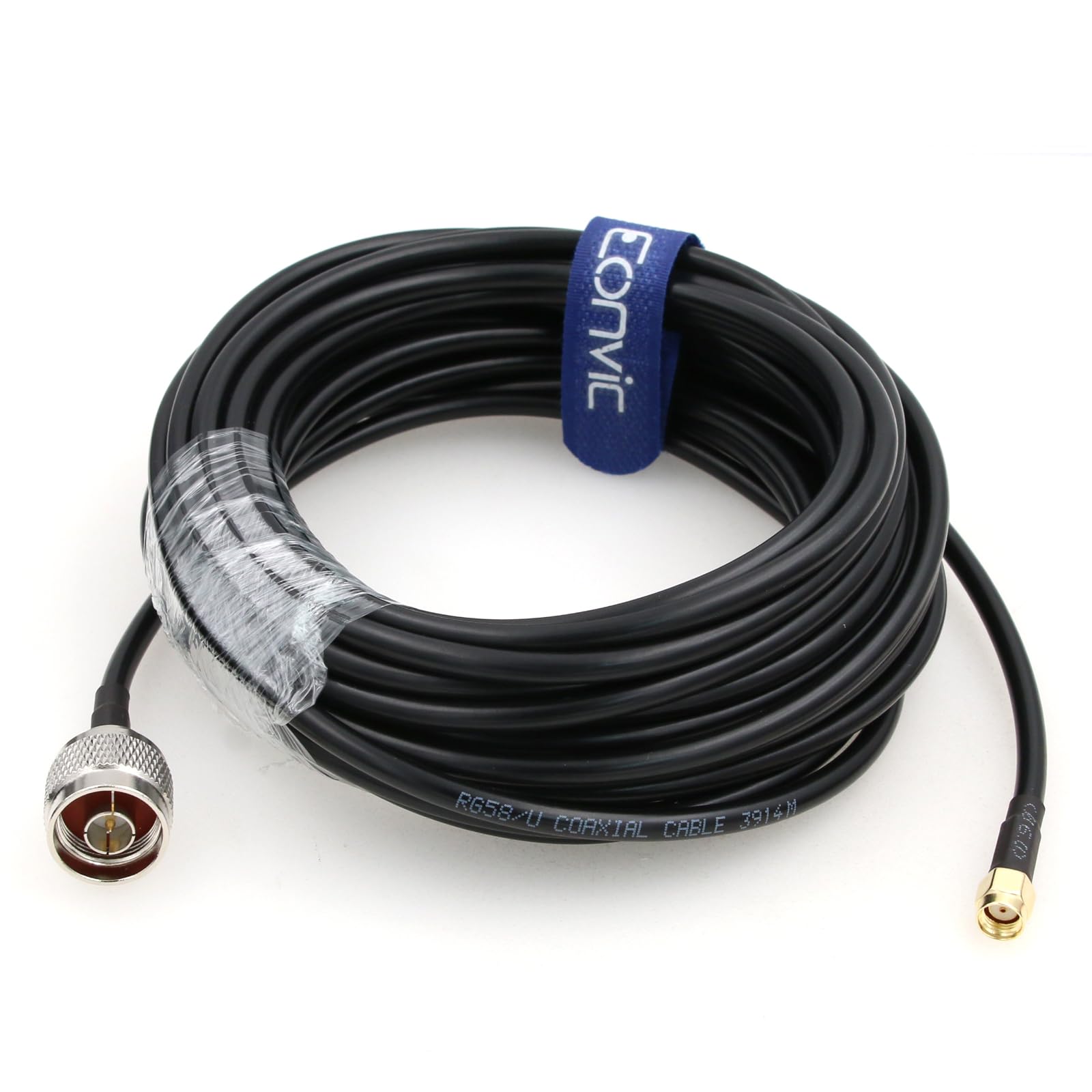 Eonvic RF Pigtail Cable RP-SMA Male with Female Pin to N Type Male Plug RG58 Low Loss Coax Cable for WiFi Antenna (32.8ft/10M)