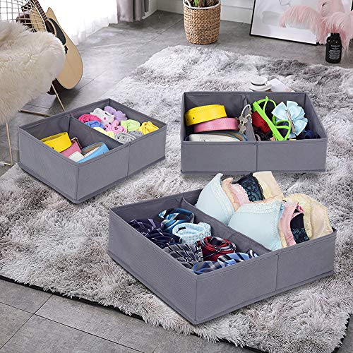 homyfort Clothes Drawer Organizer Dresser Dividers,Foldable Storage Bins Box Cubes for Underwears,Bras,Socks,Nursery/Kids Room,Cabinet Set of 4 Dark Grey