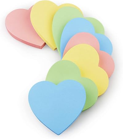 Early Buy 3x3 Inch Heart Shape Sticky Notes 8 Pads 75 Sheets Pack 4 Pastel