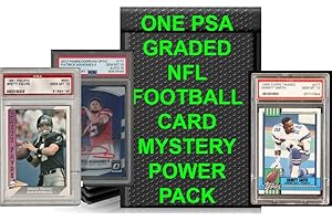 GENERIC PSA Football Graded Card Mystery Pack | PSA Graded Football Card + 1 Sealed Pack of Cards | Grade 8+ Guaranteed | Contains One Graded Vintage, Rookie, Legend or Current Star |