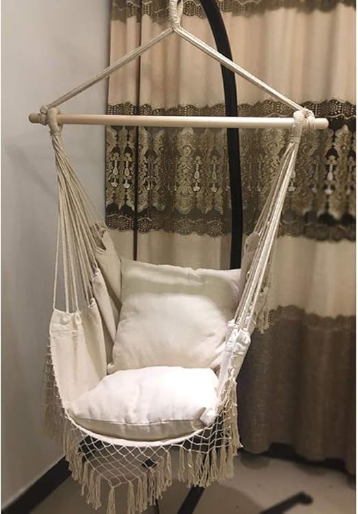 Amazon De Zhdlj Garten Sitze Hangematte Hangestuhl Patio Veranda Schlafzimmer Schaukelbett Schaukelbett Fur Raume Im Aussenbereich Baumwolle Sessel
