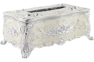 Refined European Style Plastic Tissue Box Decorative Napkin Holder for Home Use, Fits Well in Kitchen or Office (silver)