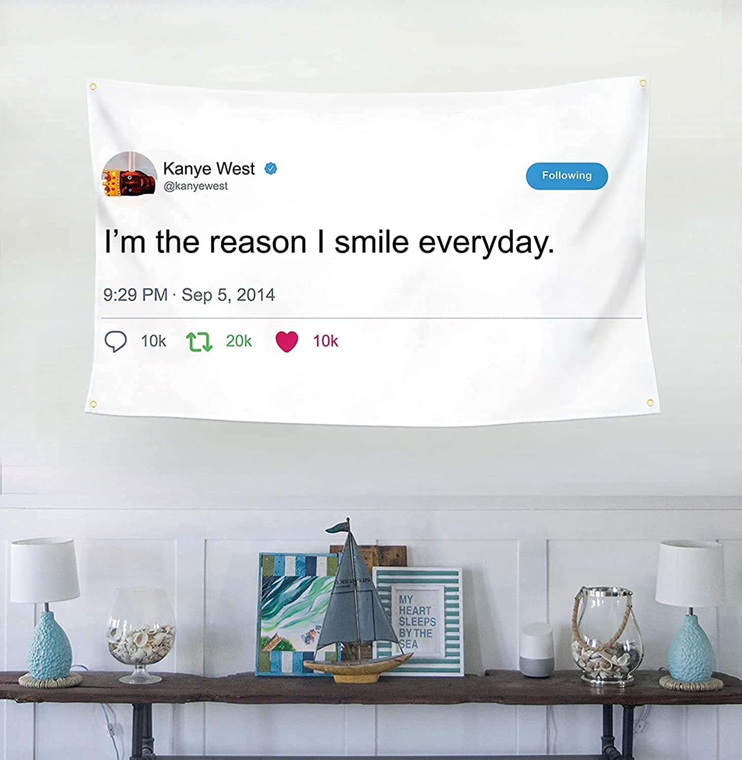 Funny Flag Rapper Kanye Tweet 3x5 Feet Flag With I'm The Reason I Smile ...