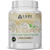 Core Nutritionals Vegan Plant Protein, Vanilla Cr&egrave;me, 2 lb | 21g Plant Protein, Vegan BCAAs, Digestive Enzymes, Sugar Free, Gluten Free, Plant-Based Protein Blend, Muscle Support