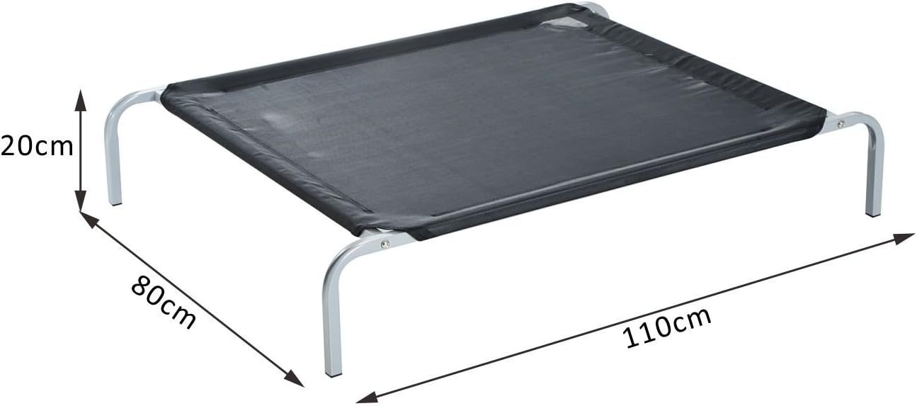 PawHut Elevated Pet Bed Portable Camping Raised Dog Bed w/ Metal Frame Black (Medium), 112 x 23 x 6 cm (L x W x H) - Image 3