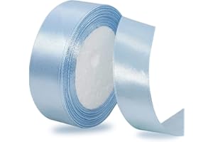Light Blue Satin Ribbon 1 Inch x 25 Yards, Solid Color Fabric Ribbon for Gift Wrapping, DIY Crafts, Hair Bows Making, Wreaths