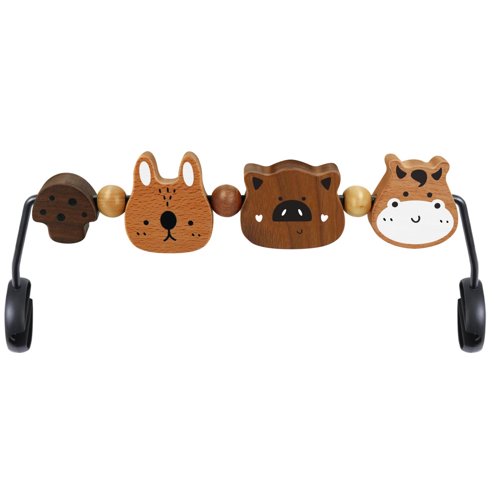 iGRATENS Baby Bouncer Toy Bar - Toy Bar for Baby Bouncer Soft & Bliss, Easy to Attach and Remove, 360°Rotating Natural Wooden Toys, Exciting Design for Curious Babies, Farm Animals