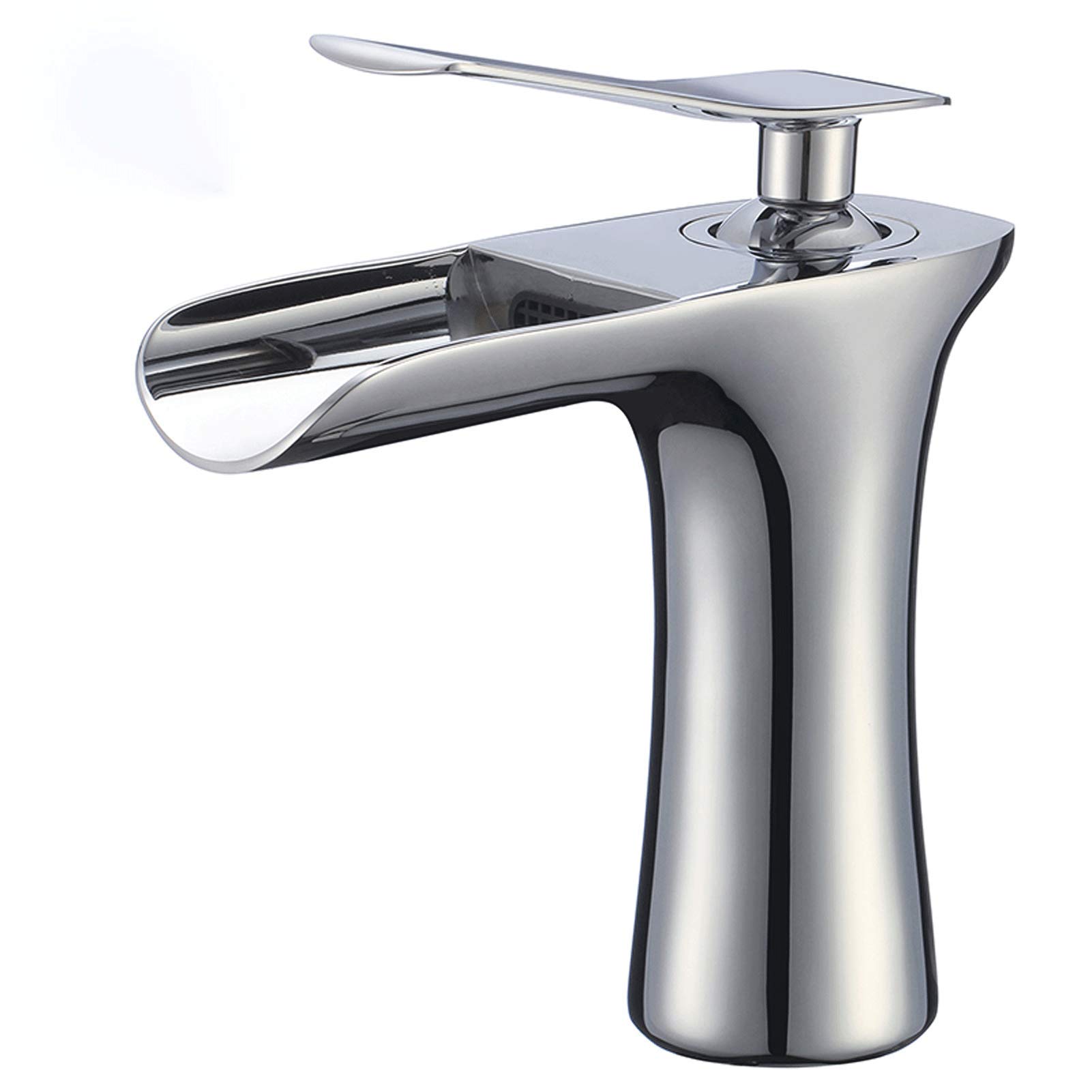 Wovier Waterfall Basin Mixer Tap, Single Handle Single Hole Bathroom Sink Faucet,Chrome Finish