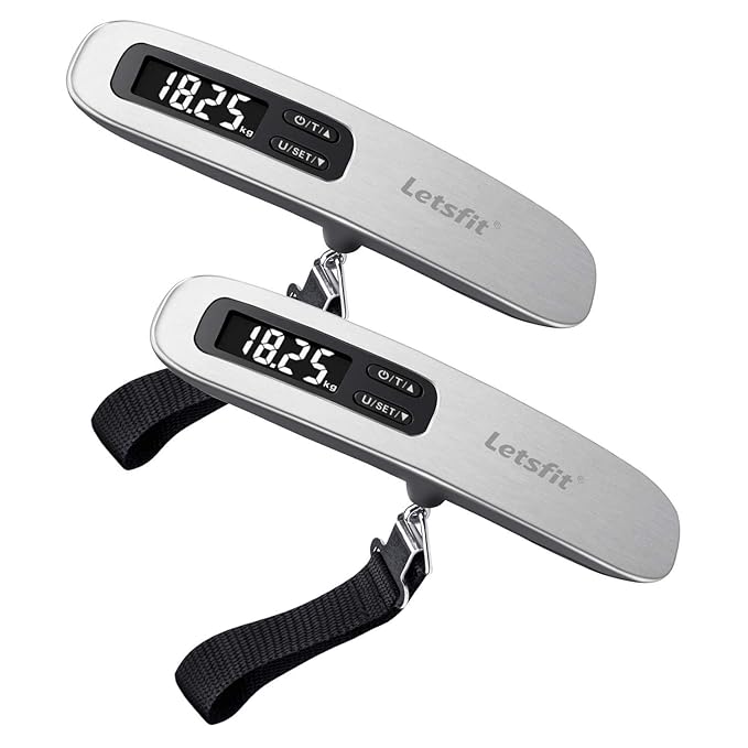 Letsfit Digital Luggage Scale, 110lbs Hanging Baggage Scale with Backlit LCD Display, Portable