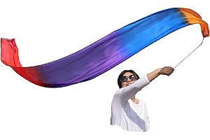 Winged Sirenny 1 Piece 98" Hand Painted Flowy Silk Ribbon Streamer with Rods, Church Liturgical Praise, Worship Adoration Dance Ribbon Banner