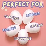 TRIXES Pack of 12 Foam Craft Polystyrene Eggs 8cm White Decor DIY view 4