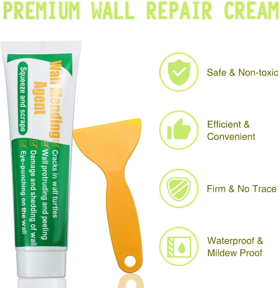 2 Pack Wall Mending Agent, Drywall Patch, Drywall Repair Kit, Quick Easy Fill The Holes and Crack Wall Self-Adhesive Wall Repair Kit Crack Sealer for Wall, Wood & Plaster(2x130g) - - 
