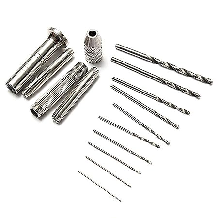 Generic NFLC-1pcs Hand Drill and 10pcs Drill Bits Jewelers Sliding Drilling Metal Spiral Tool 0.7-3mm