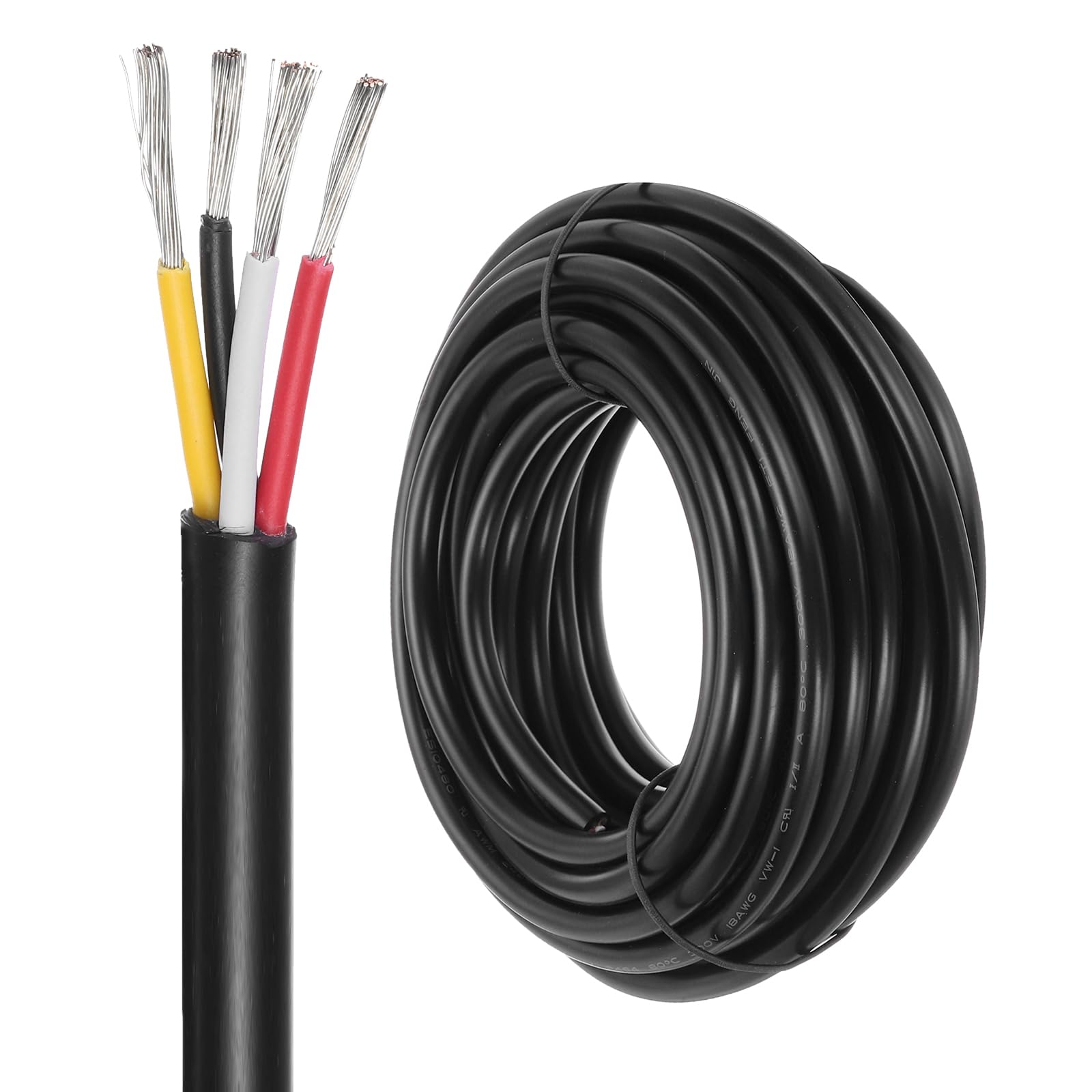 DMiotech 18 Gauge Wire Electrical Wire 4 Conductor, 18 AWG Extension Cable Cord 25 Ft/7.6 m UL2464 300V Stranded Tinned Copper Wire for LED Lighting Automotive