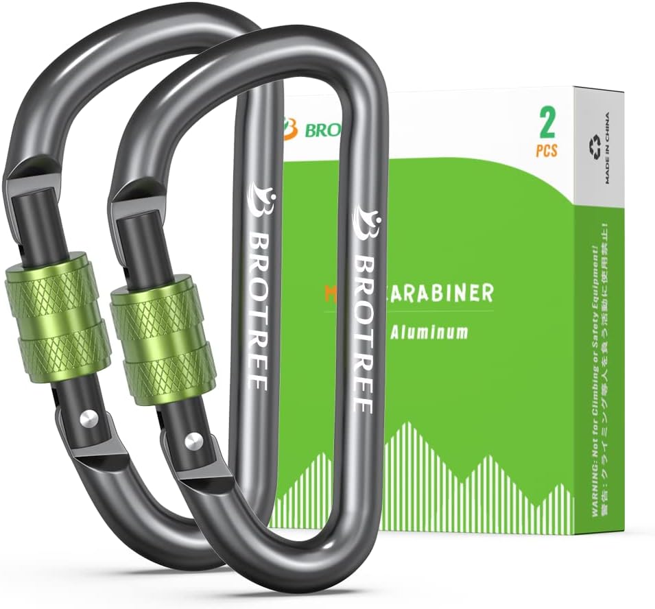 BROTREE Small Carabiner Clips Mini Locking Carabiner 6cm Aluminum D-Ring