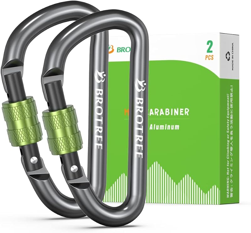BROTREE Small Carabiner Clips Mini Locking Carabiner 6cm Aluminum D-Ring