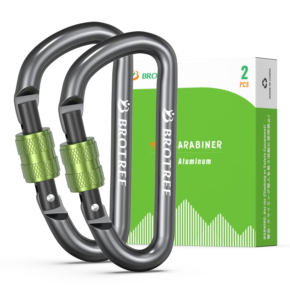 BROTREE Small Carabiner Clips Mini Locking Carabiner - 6cm Aluminum D-Ring