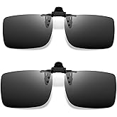 Joopin 2 Pack Polarized Clip on Sunglasses over Glasses, Rectangle Flip up Sun Glasses UV Protection Women Men