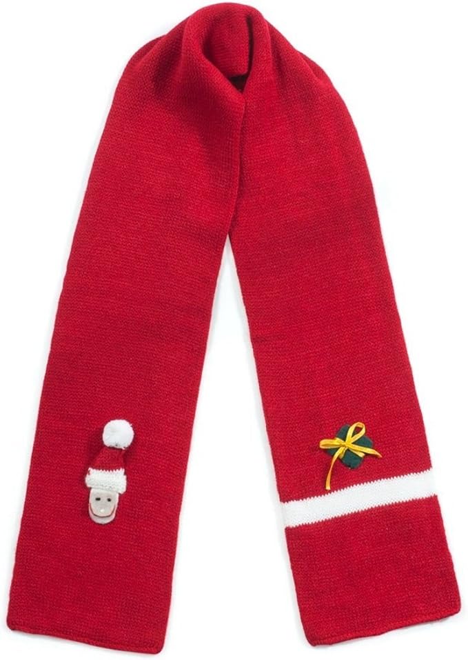 Kidorable Child Knitted Christmas Design Knitwear Red Santa Scarf