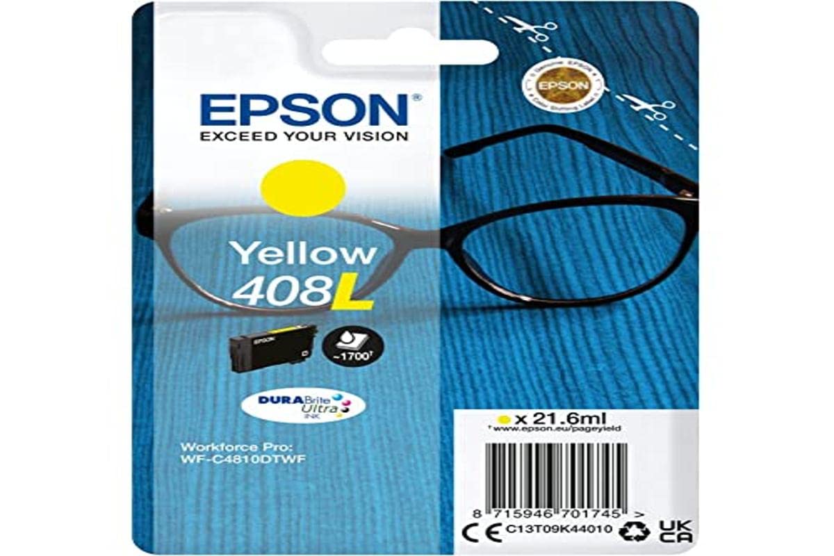 Epson Genuine Ink Singlepack High Yield Yellow 408 XL DURABrite Ultra
