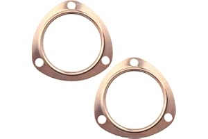 ZNDAW 2PCS 3" Exhaust Gaskets, Copper Header Collector Flange Gaskets Reusable Manifold Parts, Ultra Seal Triangle Exhaust Header Gasket for SBC BBC 302 350 454, Car Accessories