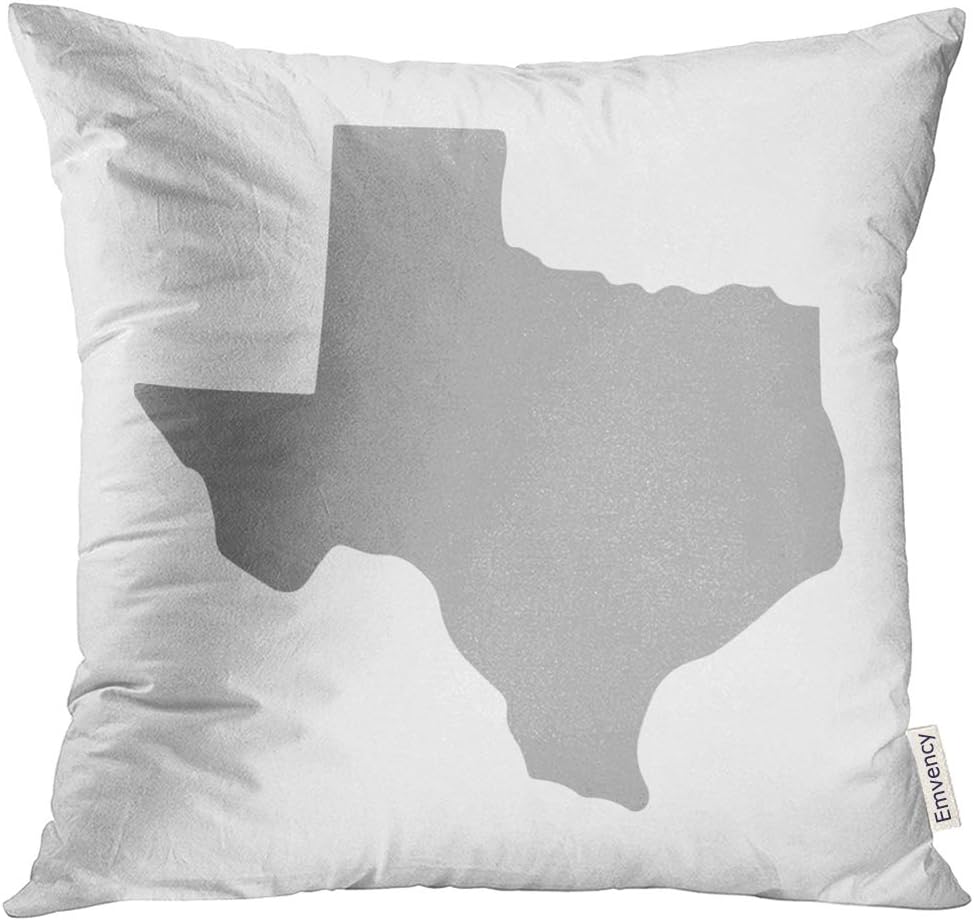 amazon com upoos throw pillow cover shape state of texas map in gray on white outline silhouette decorative pillow case home decor square 16x16 inches pillowcase home kitchen amazon com