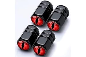 LDNTLY Tire Valve Stem Caps Red Eyes Car Accessories 4-Pack-Aluminum Alloy Rust-Proof Universal Dust Covers Tire Air Cap for Car, SUV, Bike, Motorcycle Evil Eyes Gifts