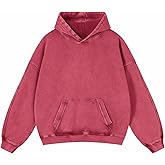 Adenorah Mens Oversized Hoodies Pullover Women Fall Acid Wash Plain Preppy Hoodie Streetwear Cotton Vintage Hooded Sweatshirt