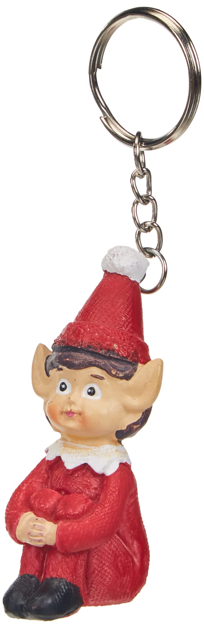 Unique Red & White Polystone Hand Painted Naughty Lucky Elf Keyring - 5 cm (Pack of 24) - Enchanting Colorful Collectible Art Piece - Perfect Gift & Playful Accessory