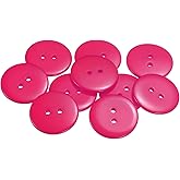HARFINGTON 10pcs Sewing Button 1"(25mm) 2 Holes Resin Round Craft Replacement Buttons for Clothing DIY Crafts Decoration, Rose Red