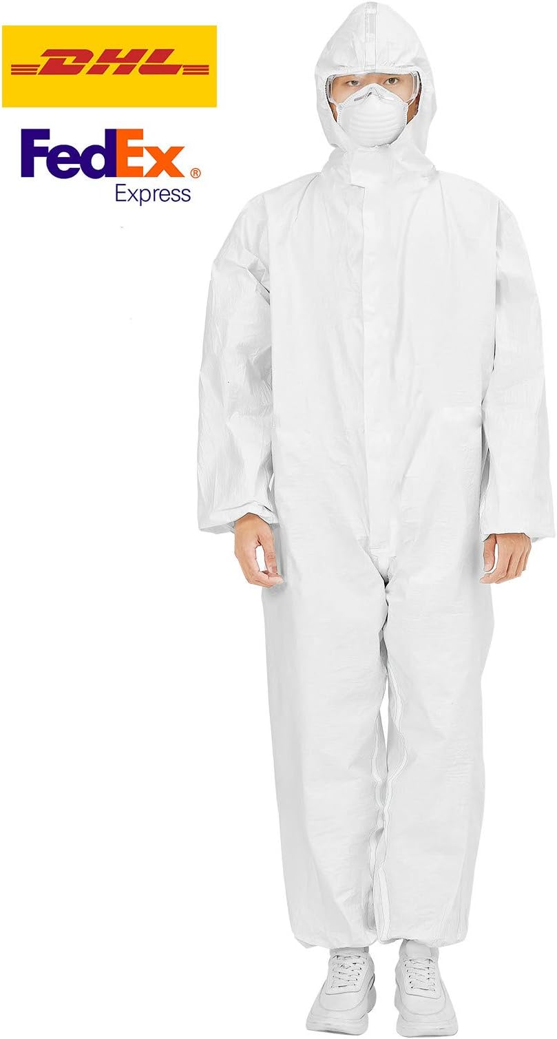 Protective Coverall Suit Disposable Anti-Dust Protective Clothing with Hood,Elastic Wrist Ankles Isolation Suit 1PC