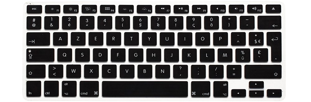 MMDW EU/UK French AZERTY Language Keyboard Cover for Macbook Pro 13 Inch,15 Inch(with or without Retina Display,2015 or Older Version) for Macbook Old Air 13 Inch European/ISO Keyboard Silicone Skin
