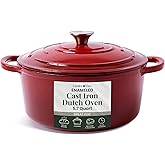 Larder & Vine Enameled Cast Iron Dutch Oven Pot with Lid | Bread Baking | Compatible on All Cooktops & Oven Safe to 500° F | Great for Sourdough Bread | Cabernet
