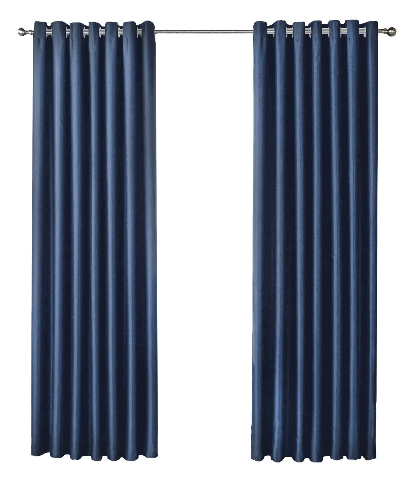 Olivia Rocco Blackout Eyelet Curtains Black Out Thermal Ring Top Curtain Pair Window Treatment Living Room Bedroom, 66" (Width) x 54" (Drop) Navy