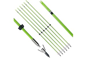 TIGER ARCHERY 34inch Bowfishing Arrows Solid Fiberglass Shaft with Broadhead for Compound Bow and Recurve Bow Fishing Arrow Archery and Hunting (Pack of 6)