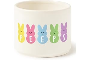 FoszaSzept Easter Bunny Candy Dish Cauldron, Rabbit Mini Ceramic Candy Bowl Tiered Tray Decor, Easter Snack Serving Bowl Table Wishes Accents for Party Birthday Home Kitchen Events (Bunny Peeps)